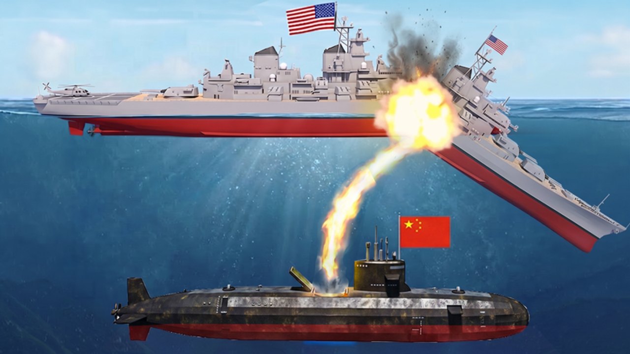 Navy War Roblox artwork of surface warships under fire and a submarine below